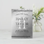 Elegant 11th Steel Wedding Jubileum Celebration Save The Date (Staand voorkant)