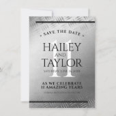 Elegant 11th Steel Wedding Jubileum Celebration Save The Date (Voorkant)