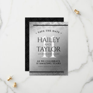 Elegant 11th Steel Wedding Jubileum Celebration Save The Date