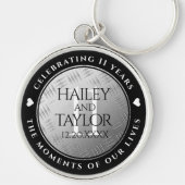 Elegant 11th Steel Wedding Jubileum Celebration Sleutelhanger (Voorkant)
