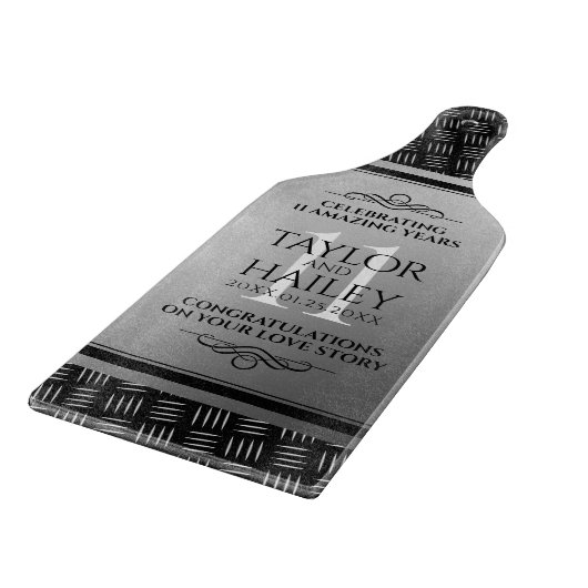 Elegant 11th Steel Wedding Jubileum Celebration Snijplank (Hoek)