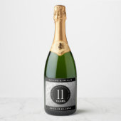 Elegant 11th Steel Wedding Jubileum Celebration Sparkling Wijnetiket (Voorkant)