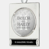 Elegant 11th Steel Wedding Jubileum Celebration Verzilverd Banner Ornament (Links)