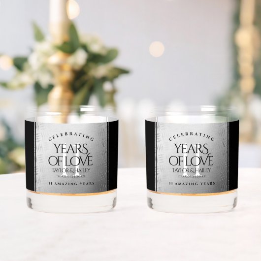 Elegant 11th Steel Wedding Jubileum Celebration Whisky Glas (Insitu (Huwelijk))