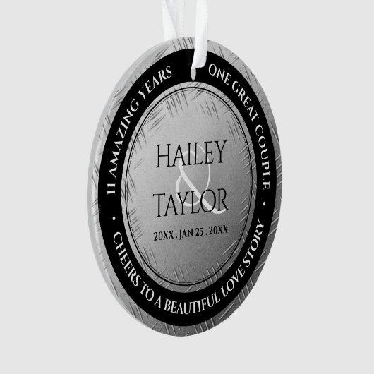 Elegant 11th Steel Wedding Jubileum Ornament (voorkant)