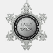 Elegant 11th Steel Wedding Jubileum Tin Sneeuwvlok Ornament (Voorkant)