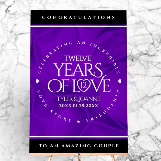 Elegant 12e Jubileum-feestdag zijderoute Acryl Bord