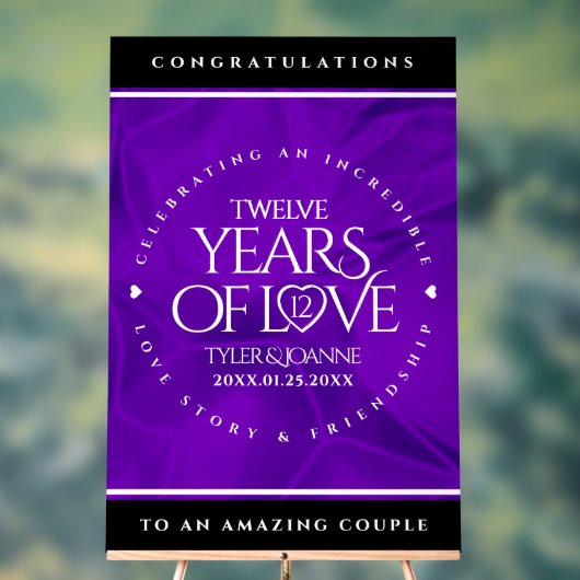 Elegant 12e Jubileum-feestdag zijderoute Acryl Bord (Neutraal)