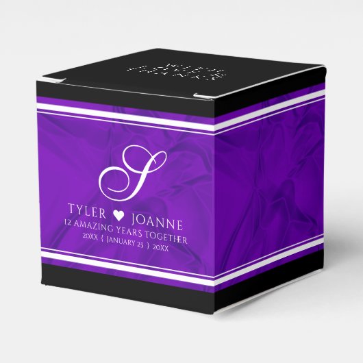 Elegant 12e Jubileum-feestdag zijderoute Bedankdoosjes (Voorkant Zijde)