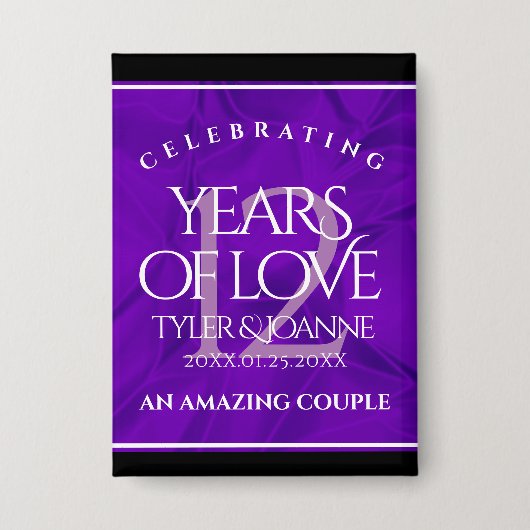 Elegant 12e Jubileum-feestdag zijderoute Button (Voorkant)