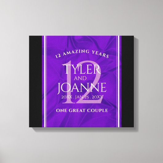 Elegant 12e Jubileum-feestdag zijderoute Canvas Afdruk (Voorkant)