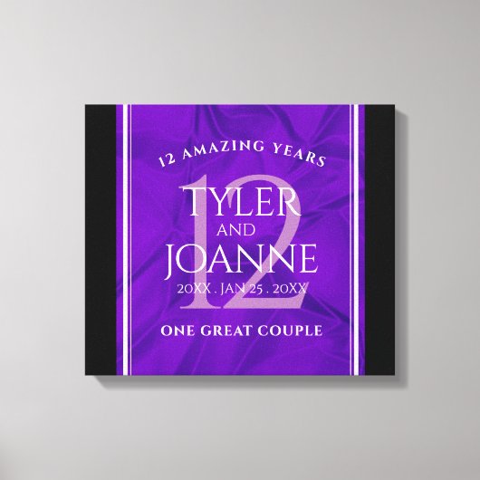 Elegant 12e Jubileum-feestdag zijderoute Canvas Afdruk (Voorkant)