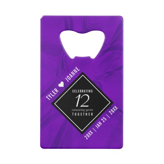 Elegant 12e Jubileum-feestdag zijderoute Creditkaart Flessenopener (Achterkant)