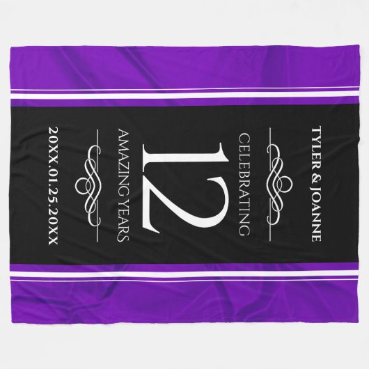 Elegant 12e Jubileum-feestdag zijderoute Fleece Deken (Voorkant (Horizontaal))