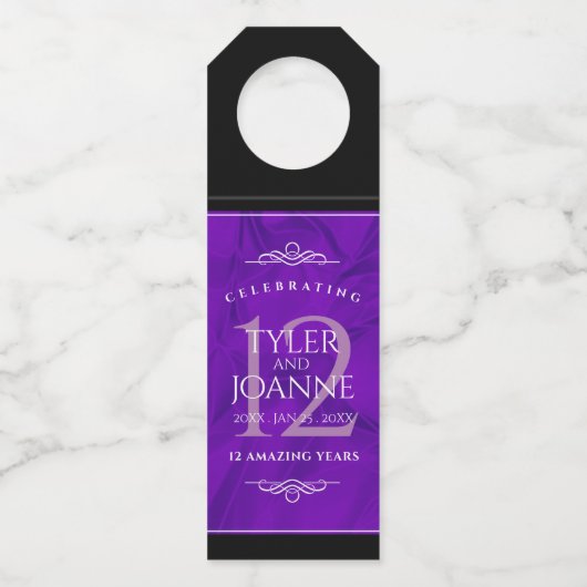 Elegant 12e Jubileum-feestdag zijderoute Flessenhanger (Voorkant)