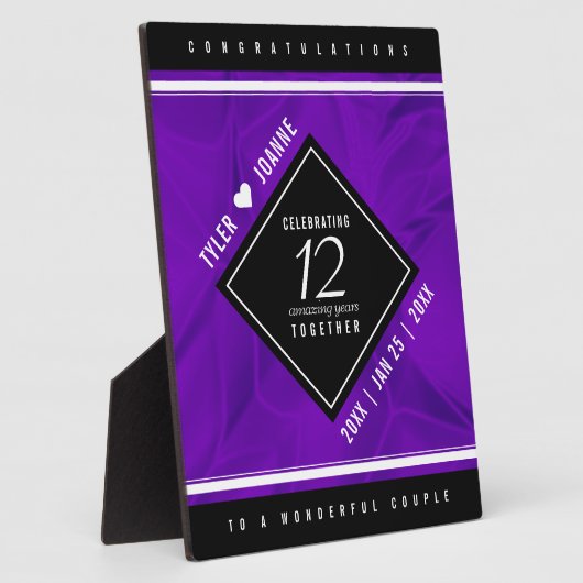 Elegant 12e Jubileum-feestdag zijderoute Fotoplaat (Zijkant)