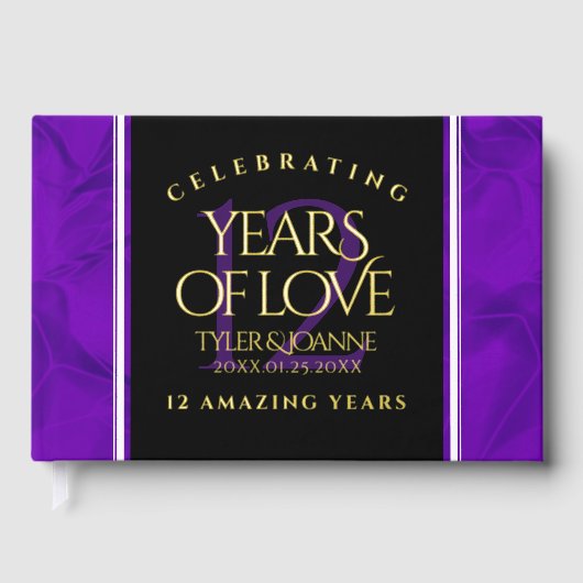 Elegant 12e Jubileum-feestdag zijderoute Gastenboek (Voorkant)