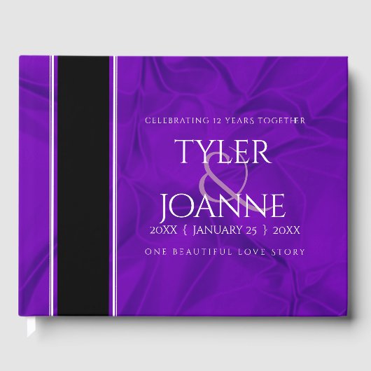 Elegant 12e Jubileum-feestdag zijderoute Gastenboek (Voorkant)