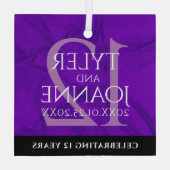 Elegant 12e Jubileum-feestdag zijderoute Glas Ornament (Achterkant)