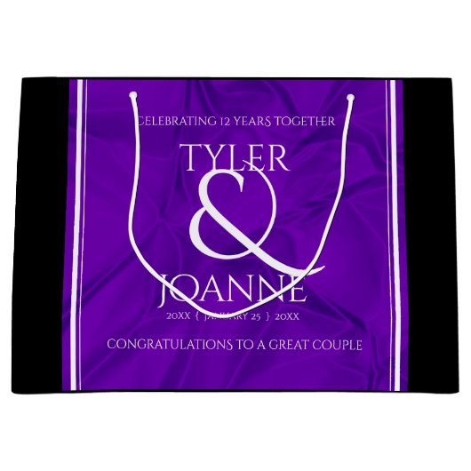 Elegant 12e Jubileum-feestdag zijderoute Groot Cadeauzakje (Voorkant)