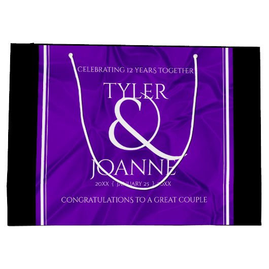 Elegant 12e Jubileum-feestdag zijderoute Groot Cadeauzakje (Achterkant)