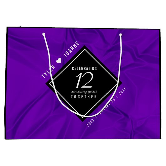 Elegant 12e Jubileum-feestdag zijderoute Groot Cadeauzakje (Achterkant)