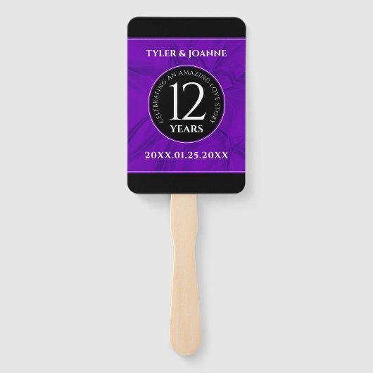 Elegant 12e Jubileum-feestdag zijderoute Handwaaier (Achterkant)