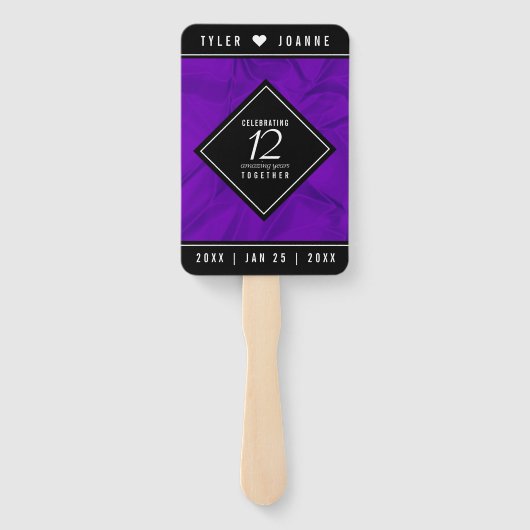 Elegant 12e Jubileum-feestdag zijderoute Handwaaier (Achterkant)