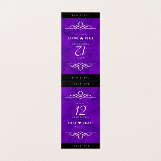 Elegant 12e Jubileum-feestdag zijderoute Kaart (Buitenkant ongevouwen)