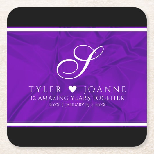 Elegant 12e Jubileum-feestdag zijderoute Kartonnen Onderzetters (Voorkant)