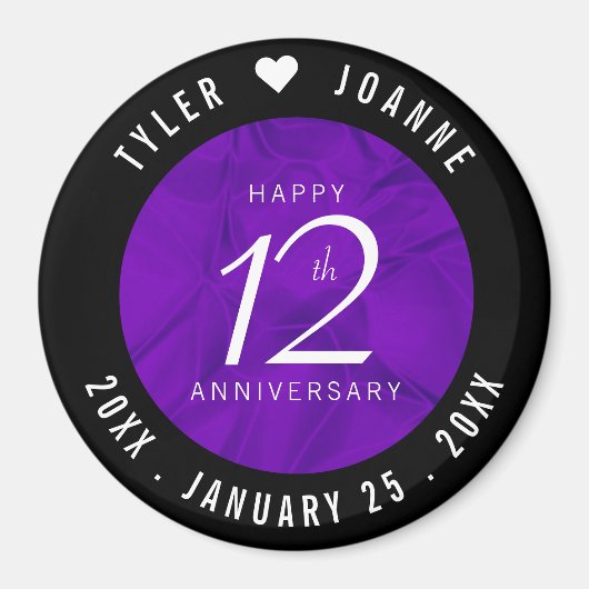 Elegant 12e Jubileum-feestdag zijderoute Magneet (Voorkant)