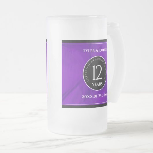 Elegant 12e Jubileum-feestdag zijderoute Matglas Bierpul (Voorkant rechts)