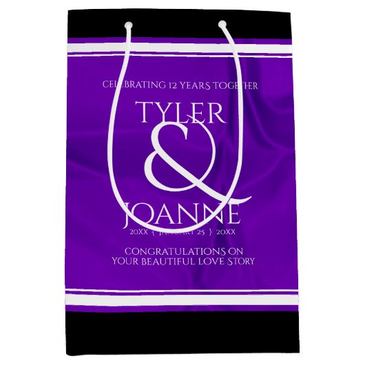 Elegant 12e Jubileum-feestdag zijderoute Medium Cadeauzakje (Voorkant)