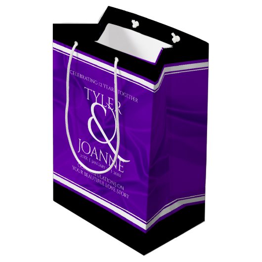 Elegant 12e Jubileum-feestdag zijderoute Medium Cadeauzakje (Achterkant Gekanteld)