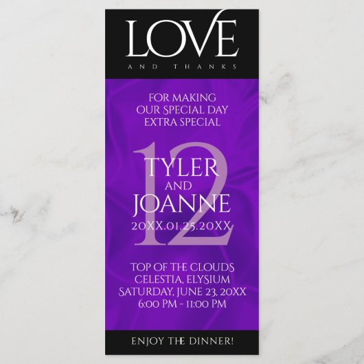 Elegant 12e Jubileum-feestdag zijderoute Menu (Achterkant)