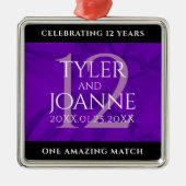 Elegant 12e Jubileum-feestdag zijderoute Metalen Ornament (Voorkant)