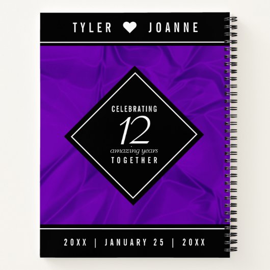 Elegant 12e Jubileum-feestdag zijderoute Notitieboek (Achterkant)