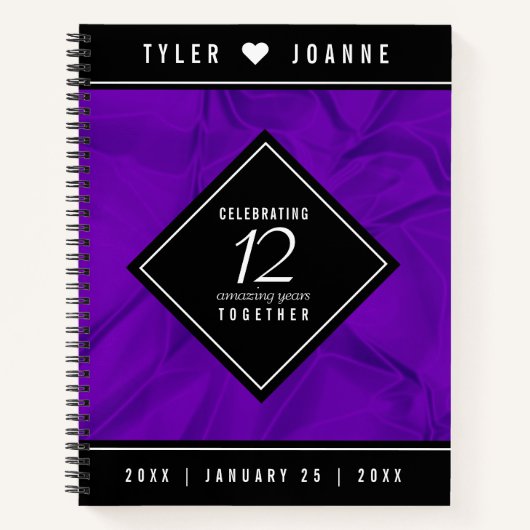 Elegant 12e Jubileum-feestdag zijderoute Notitieboek (Voorkant)