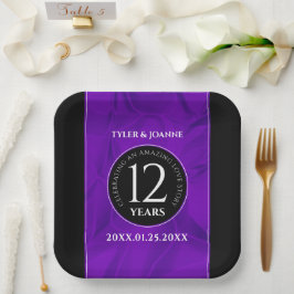 Elegant 12e Jubileum-feestdag zijderoute Papieren Bordje