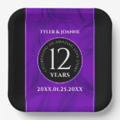 Elegant 12e Jubileum-feestdag zijderoute Papieren Bordje (Voorkant)