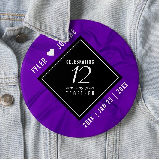 Elegant 12e Jubileum-feestdag zijderoute Ronde Button 6,0 Cm (In situ)