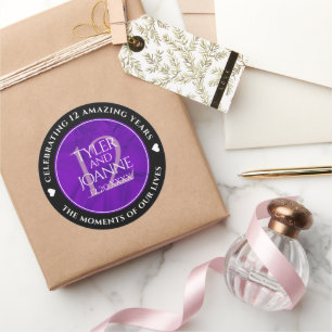 Elegant 12e Jubileum-feestdag zijderoute Ronde Sticker