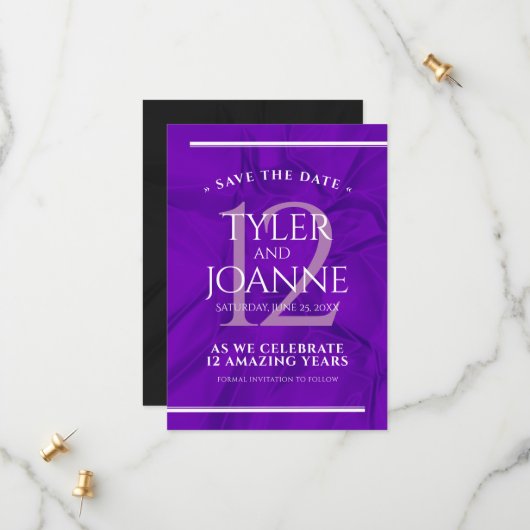 Elegant 12e Jubileum-feestdag zijderoute Save The Date (Voorkant / Achterkant in situ)