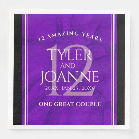 Elegant 12e Jubileum-feestdag zijderoute Servet (Voorkant)