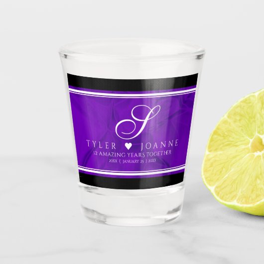 Elegant 12e Jubileum-feestdag zijderoute Shot Glas (Voorkant)