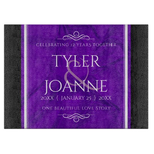 Elegant 12e Jubileum-feestdag zijderoute Snijplank (Voorkant)