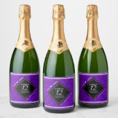 Elegant 12e Jubileum-feestdag zijderoute Sparkling Wijnetiket (Flessen)