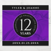 Elegant 12e Jubileum-feestdag zijderoute Sparkling Wijnetiket (Enkel label)