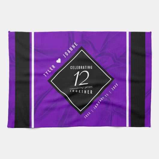 Elegant 12e Jubileum-feestdag zijderoute Theedoek (Horizontaal)