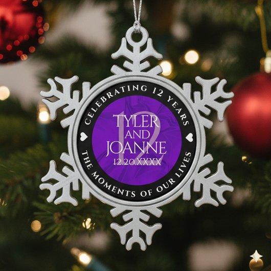 Elegant 12e Jubileum-feestdag zijderoute Tin Sneeuwvlok Ornament